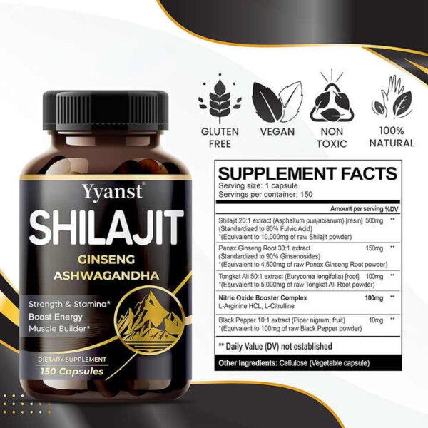 1000mg Shilajit Capsules for Energy