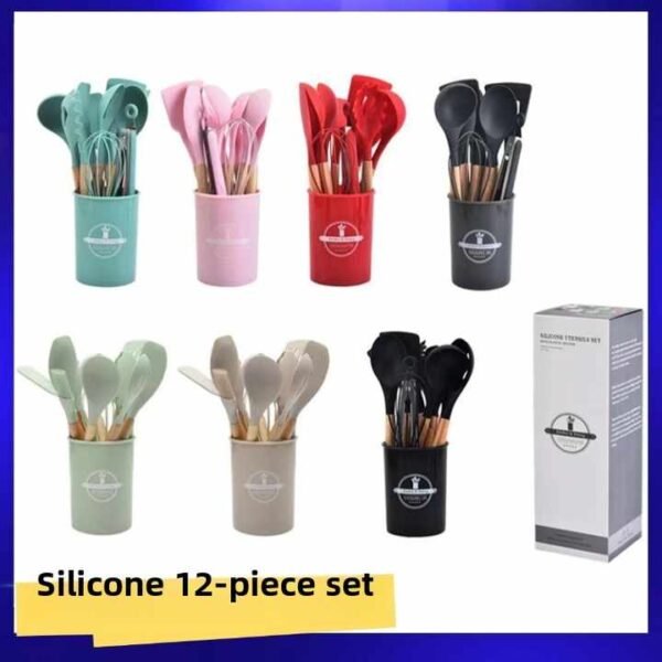 Pink Silicone Kitchen Utensil Set
