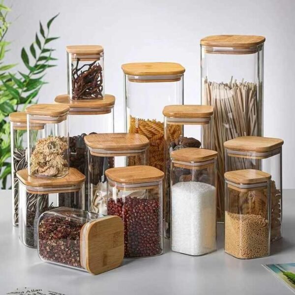 Glass Storage Jars with Bamboo Lids
